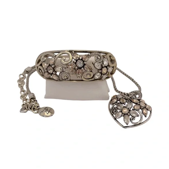 Brighton Garden of Dreams crystal heart pendant necklace and bracelet; retired - Picture 3 of 9